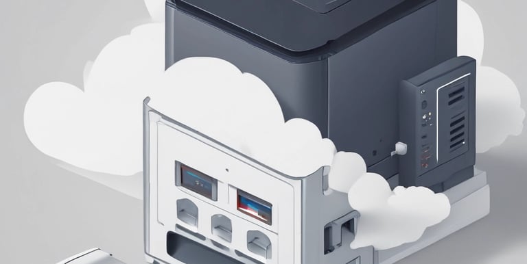 A business owner in Temecula confidently reviewing backup status on a tablet with cityscape in the b