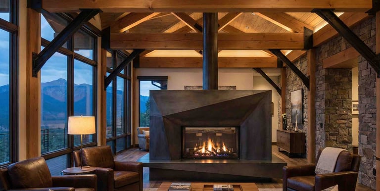 Custom metal fabricated metal support beams for nice home in Missoula