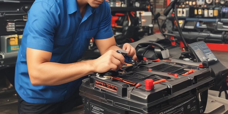 A mechanic working on a car's engine in the workshop.
