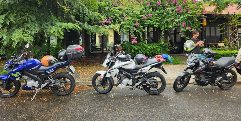Our motorbike team ready for exciting adventures.