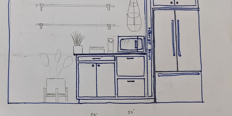 custom oak cabinet concept drawing