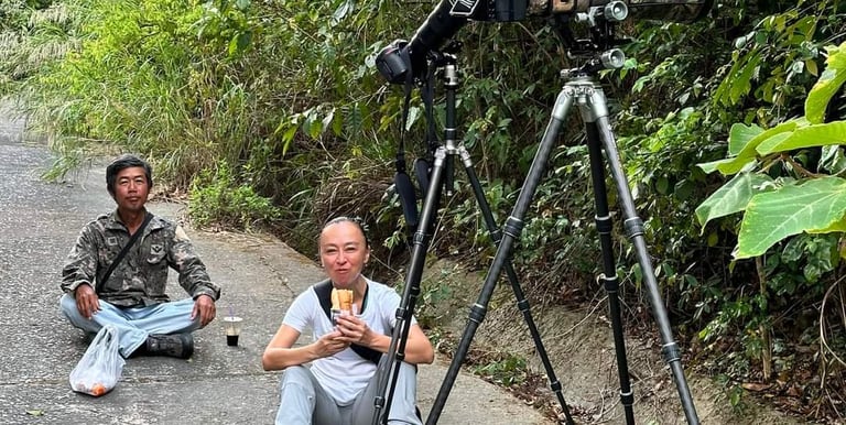 Taking a short break for the langur watching tour in Da Nang.