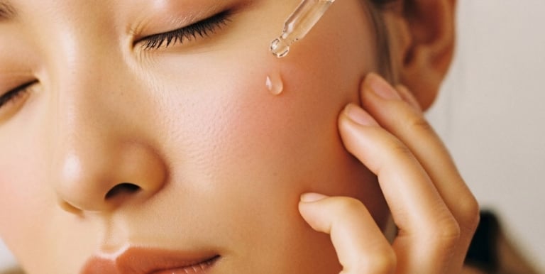 Woman applying serum