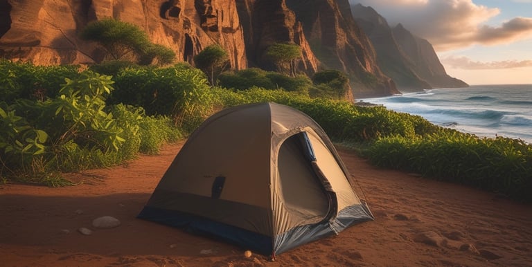 a couple of tents sitting in the middle of a forest