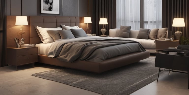 A modern high-rise apartment building in Kuala Lumpur's Golden Triangle area during sunset.