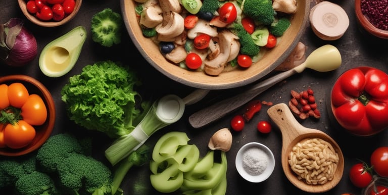 A vibrant display of fresh fruits and vegetables symbolizing healthy nutrition.
