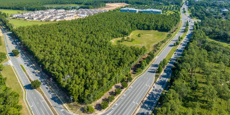 Drone image of pre-construction phase