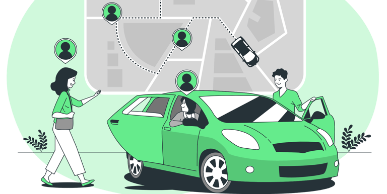 a couple getting into a car and will use a navigation system to map their route 