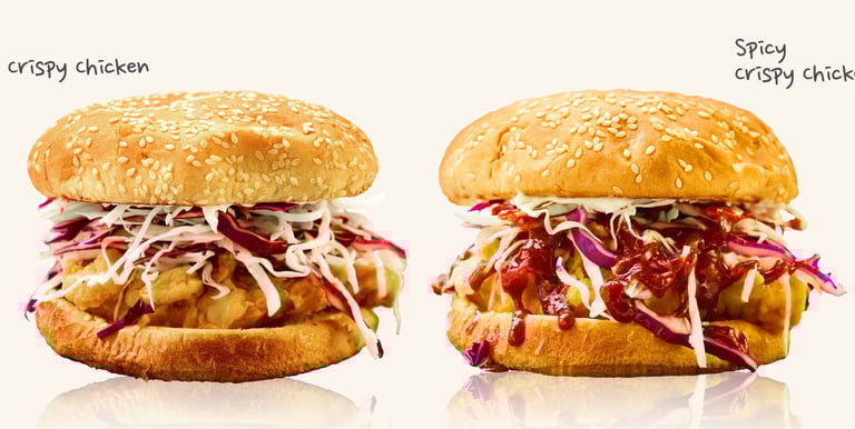 Crispy chicken Sandwich and Yang Nyeom Spicy chicken Sandwich 