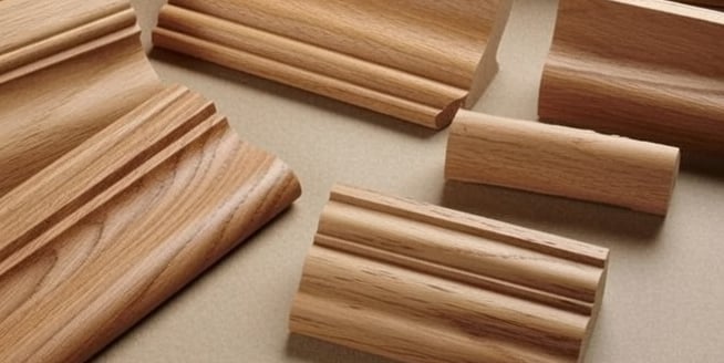 Multiple custom wood molding profiles displayed together