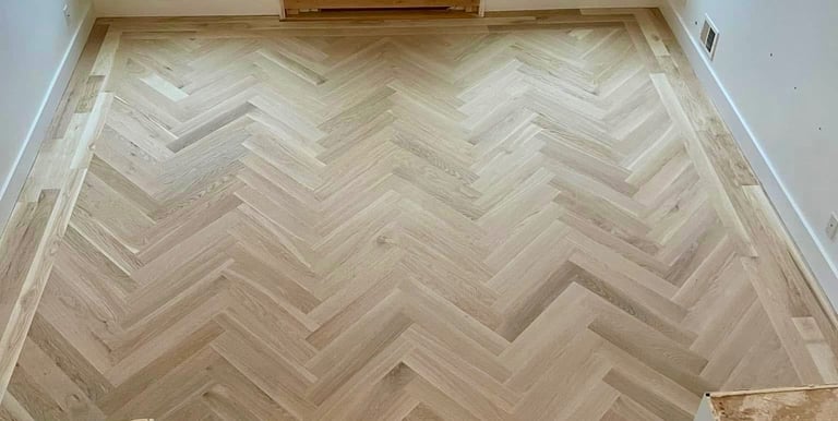 Custom installation of harringbone floor