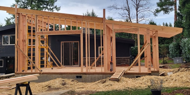 framing of a home addition