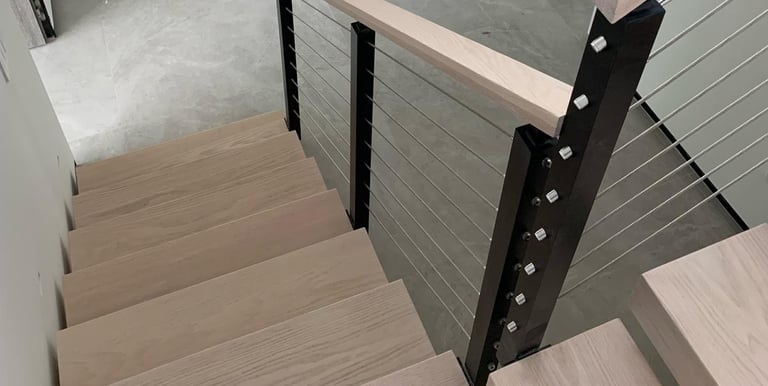 a staircase casement with a wooden staircase 