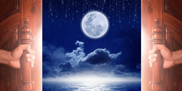 doorway revealing the moon