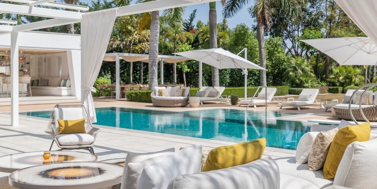 Pool and lounge area at Villa Serenity in Marbella