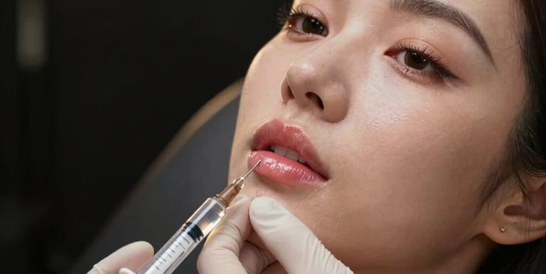 A close-up of a woman of color receiving a luxurious facial treatment in a dimly lit, d room.
