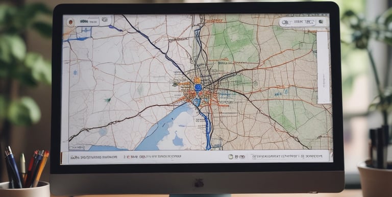 A modern workspace with a laptop displaying local SEO analytics on screen.