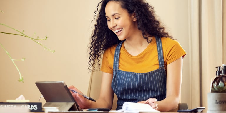 Woman smiling at terminal