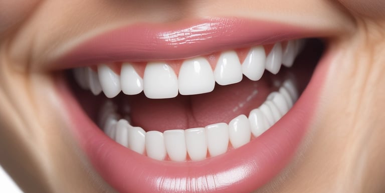 Close-up of a dentist's gloved hands performing a precise ceramic restoration on a patient's tooth.