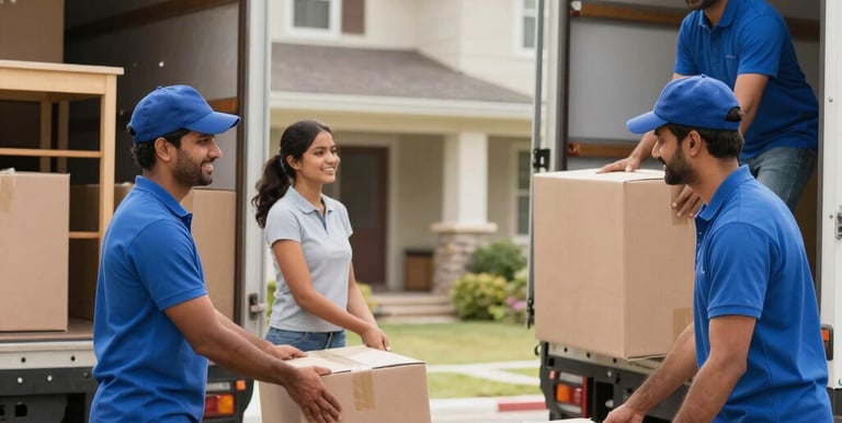 A professional team carefully packing fragile items into sturdy boxes.