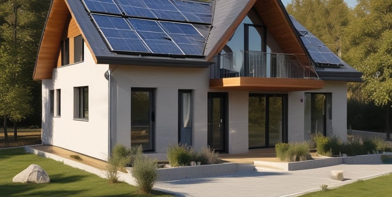 Wind turbines spinning gently in a green field with a bright sunny background.