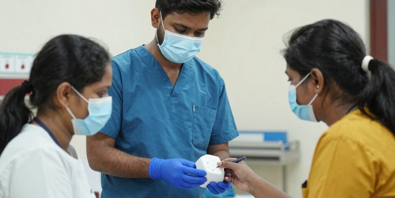 A caring doctor consulting with a patient in a bright, modern hospital room.