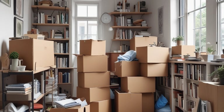 A team efficiently removing junk from a residential property driveway on a sunny day.