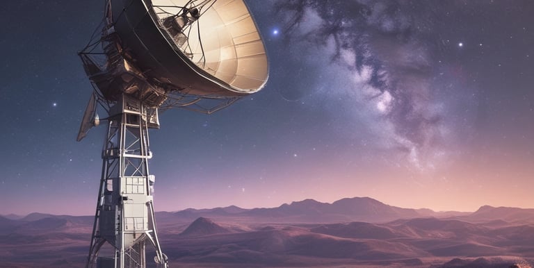 Futuristic city skyline glowing with 6G network signals at dusk.