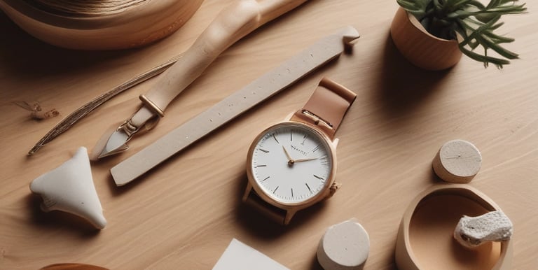 A range of premium-quality items arranged stylishly on a navy blue surface.