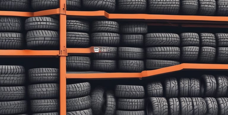 A display of various premium and budget tyres.