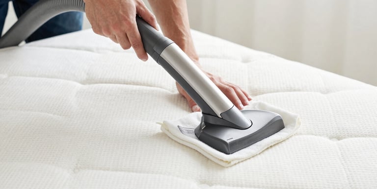 Close-up of a technician using specialized equipment to clean a car seat upholstery.