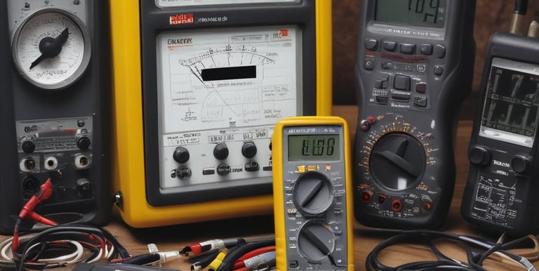 Close-up of advanced electrical measurement instruments in a high-tech lab setting.