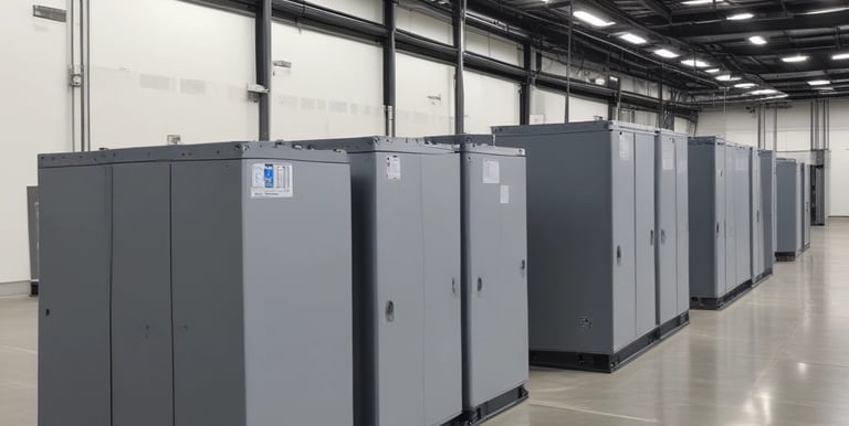 A panoramic view of a bustling industrial facility with workers coordinating logistics.