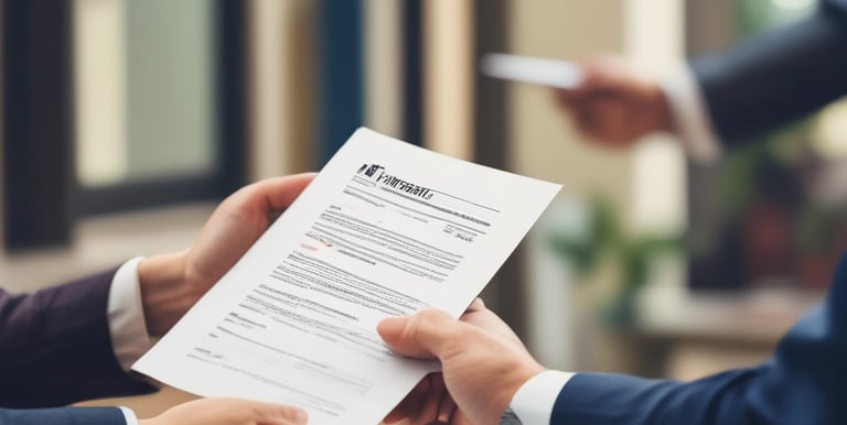 A professional server handing legal documents to a person at their front door.