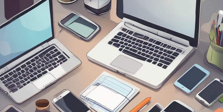 Technician repairing a laptop with precision tools on a clean workbench.