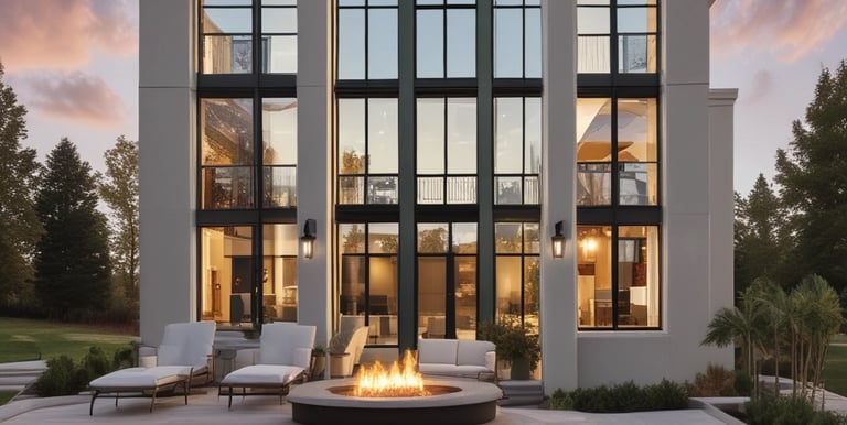 Modern aluminum window frames installed on a sleek building facade.