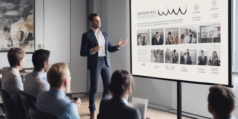 A dynamic meeting between influencers and business brand representatives in a modern Toronto office.