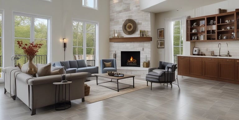 a long hallway with arches and a clock on the wall
