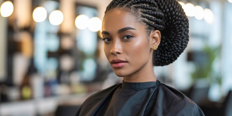 Coiffure afro tressée en salon