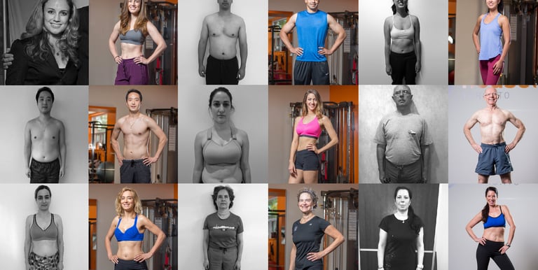 before and after photos showing body transformation progress after online coaching program