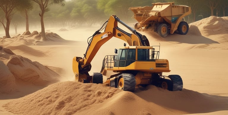 Trucks transporting coal, emphasizing logistics operations.