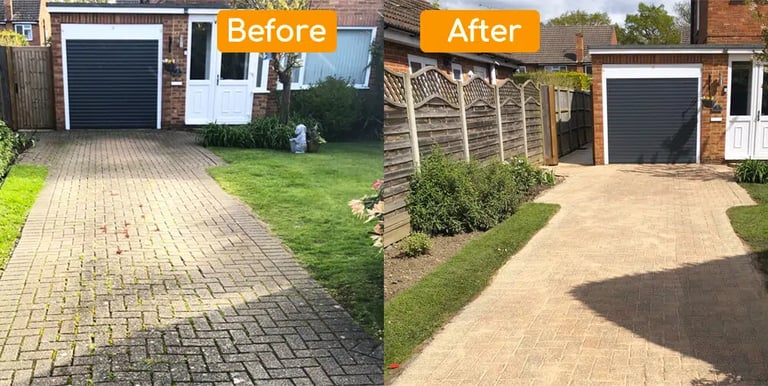 Driveway pressure washing with rotary cleaner in County Durham