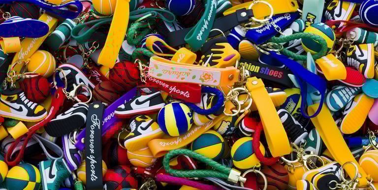 a man is looking at a tray of cupcakes