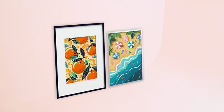 two framed art prints