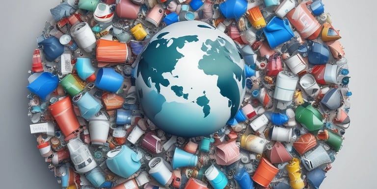 A collection of colorful recyclable plastics stacked for processing.