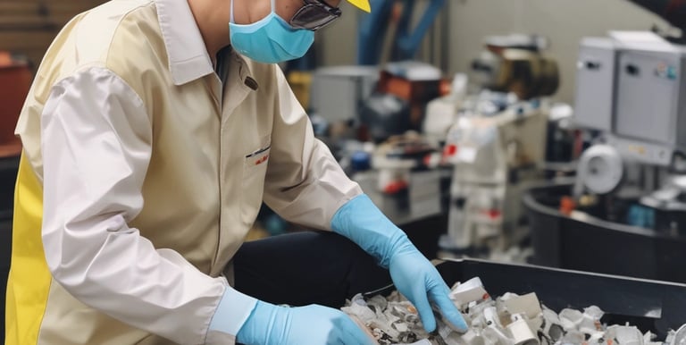 A collection of colorful recyclable plastics stacked for processing.