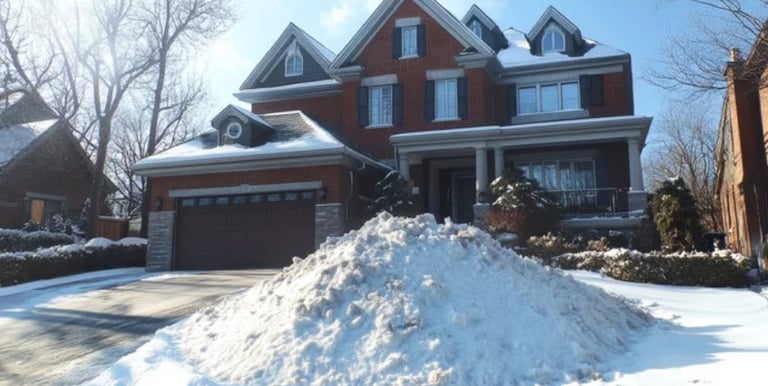 a house with a driveway that has had the snow shoveled clear