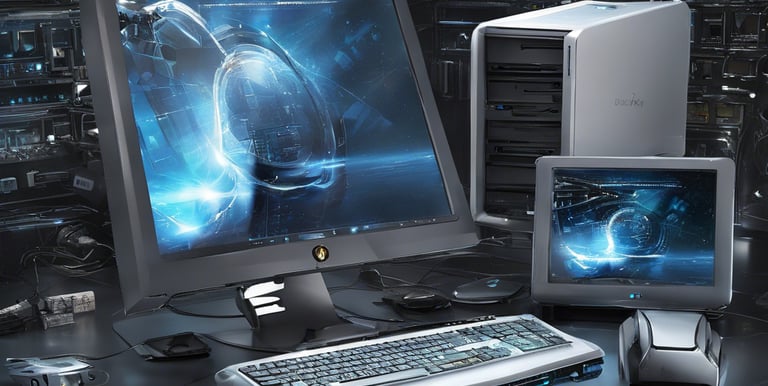 a desktop computer monitor and a desktop computer