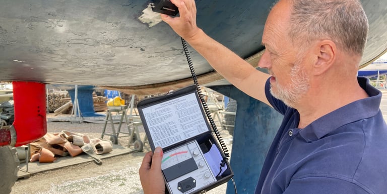 Yacht survey on a yacht hull