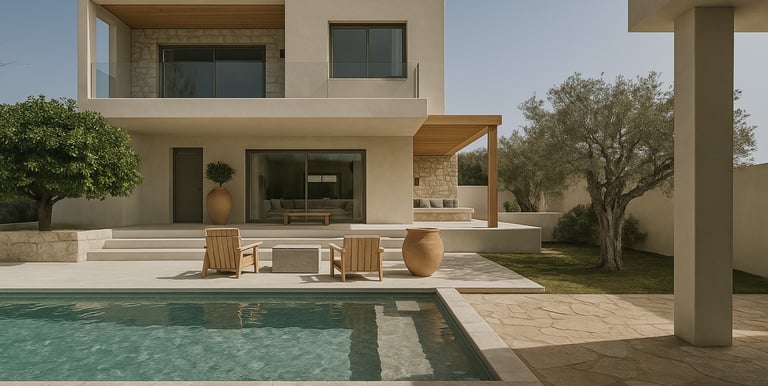 Design extérieur d'une villa avec piscine
